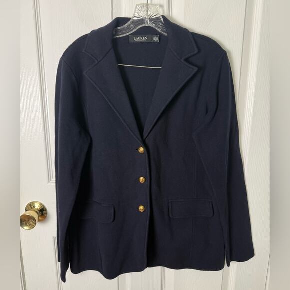 Lauren Ralph Lauren Cotton-Blend Sweater Blazer L - Picture 2 of 9